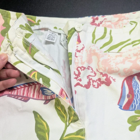 Talbots Petites Stretch Tropical Fish Print Pants – Size 4 - Picture 7 of 10